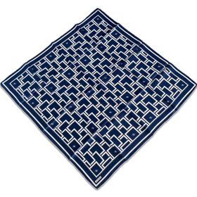 Armine 9132-88 Lacivert Geometrik Desen Tivil İpek Eşarp