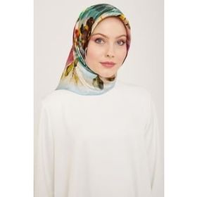 Armine 9133-34 Yağ Yeşil-Gül Kurusu Çiçek Desen Sura İpek Eşarp