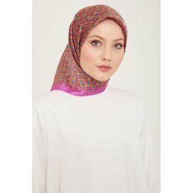Armine 9134-03 Pembe-Bakır Mini Çiçek Desen Tivil İpek Eşarp