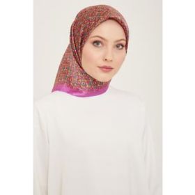 Armine 9134-03 Pembe-Bakır Mini Çiçek Desen Tivil İpek Eşarp