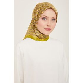 Armine 9134-06 Yağ Yeşili Mini Çiçek Desen Sura İpek Eşarp