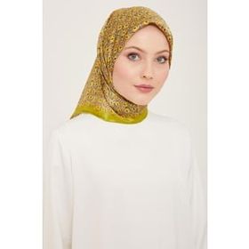 Armine 9134-06 Yağ Yeşili Mini Çiçek Desen Sura İpek Eşarp