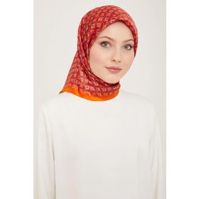 Armine 9134-50 Turuncu Mini Çiçek Desen Sura İpek Eşarp