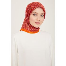 Armine 9134-50 Turuncu Mini Çiçek Desen Sura İpek Eşarp
