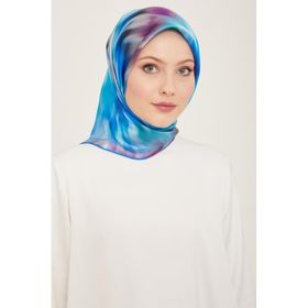 Armine 9136-03 Mavi Mor Batik Desen Tivil İpek Eşarp