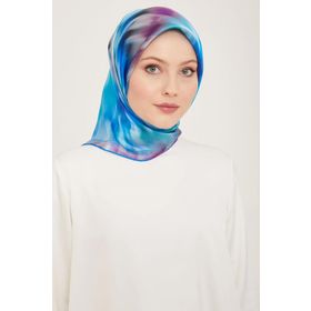 Armine 9136-03 Mavi Mor Batik Desen Tivil İpek Eşarp