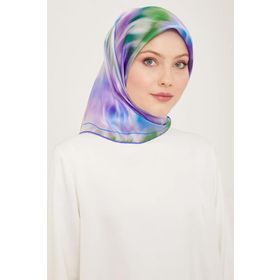 Armine 9136-50 Mor Yeşil Batik Desen Sura İpek Eşarp