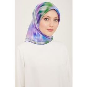 Armine 9136-50 Mor Yeşil Batik Desen Sura İpek Eşarp