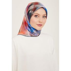 Armine 9136-83 Mavi Mercan Batik Desen Tivil İpek Eşarp