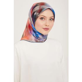 Armine 9136-83 Mavi Mercan Batik Desen Tivil İpek Eşarp