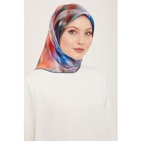 Armine 9136-83 Mavi Mercan Batik Desen Tivil İpek Eşarp