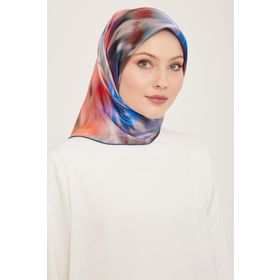 Armine 9136-83 Mavi Mercan Batik Desen Tivil İpek Eşarp