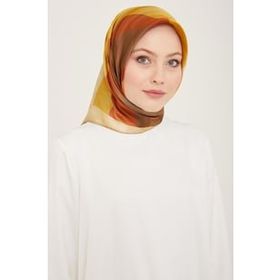 Armine 9137-01 Haki-Taba Geometrik Desen Tivil İpek Eşarp