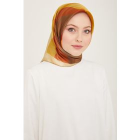 Armine 9137-01 Haki-Taba Geometrik Desen Tivil İpek Eşarp