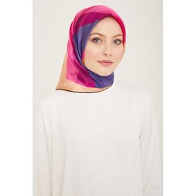 Armine 9137-34 Mor-Antrasit Gri Geometrik Desen Tivil İpek Eşarp