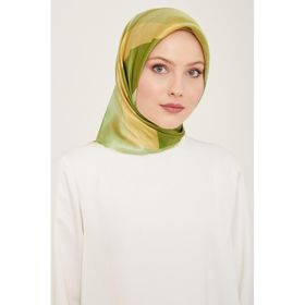 Armine 9137-56 Haki-Yağ Yeşil Geometrik Desen Sura İpek Eşarp