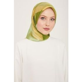 Armine 9137-56 Haki-Yağ Yeşil Geometrik Desen Sura İpek Eşarp