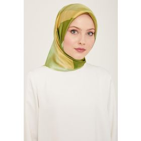 Armine 9137-56 Haki-Yağ Yeşil Geometrik Desen Sura İpek Eşarp