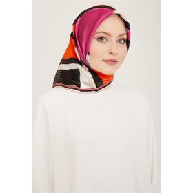 Armine 9138-36 Lila Yazı Desen Tivil İpek Eşarp