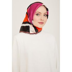 Armine 9138-36 Lila Yazı Desen Tivil İpek Eşarp