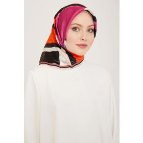Armine 9138-36 Lila Yazı Desen Tivil İpek Eşarp