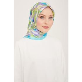 Armine 9140-53 Bebe Mavi-Lila Karma Desen Tivil İpek Eşarp