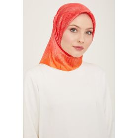 Armine 9142-81 Pembe-Turuncu Yazı Desen Tivil İpek Eşarp