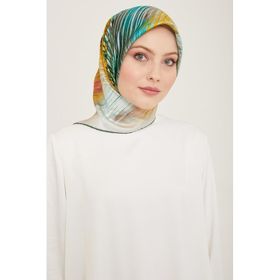 Armine 9143-83 Hardal-Zümrüt Yeşil Çizgili Desen Sura İpek Eşarp