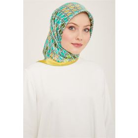 Armine 9144-53 Yeşil Karma Desen Tivil İpek Eşarp