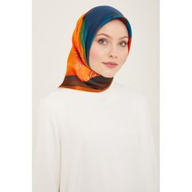Armine 9145-09 Turuncu Batik Desen Sura İpek Eşarp