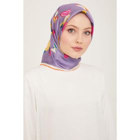 Armine 9146-33 Turuncu-Gri Kelebek Desen Sura İpek Eşarp