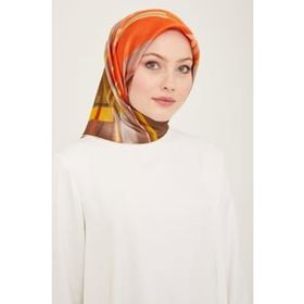 Armine 9147-32 Kahverengi Karma Desen Sura İpek Eşarp