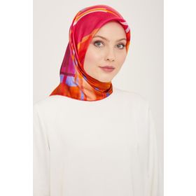Armine 9147-50 Turuncu Karma Desen Sura İpek Eşarp