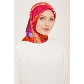 Armine 9147-50 Turuncu Karma Desen Sura İpek Eşarp
