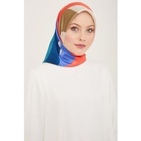 Armine 9148-06 Pembe-Mavi Dalga Desen Tivil İpek Eşarp