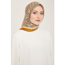 Armine 9149-04 Hardal Geometrik Desen Tivil İpek Eşarp