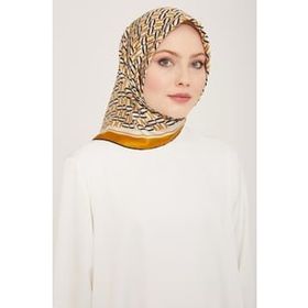 Armine 9149-04 Hardal Geometrik Desen Tivil İpek Eşarp