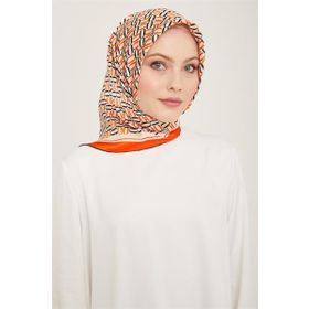 Armine 9149-37 Turuncu Geometrik Desen Sura İpek Eşarp
