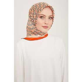 Armine 9149-37 Turuncu Geometrik Desen Sura İpek Eşarp