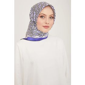 Armine 9149-38 Mor Geometrik Desen Sura İpek Eşarp
