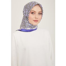 Armine 9149-38 Mor Geometrik Desen Sura İpek Eşarp