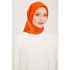 Armine 9150-82 Turuncu Çizgili Degrade Desen Sura İpek Eşarp