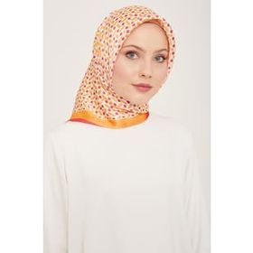 Armine 9151-52 Turuncu-Pembe Geometrik Desen Sura İpek Eşarp