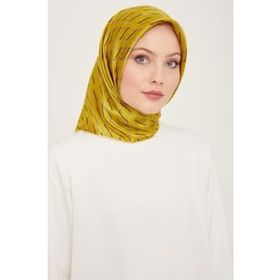 Armine 9152-43 Yağ Yeşil-Kahverengi Dijital Örgü Desen Tivil İpek Eşarp