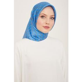 Armine 9152-87 Mavi-Beyaz Dijital Örgü Desen Sura İpek Eşarp