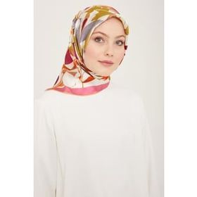 Armine 9153-52 Pembe-turuncu Desen Sura İpek Eşarp
