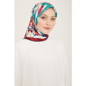 Armine 9153-60 Vişne Çürüğü-Mercan Çiçek Desen Tivil İpek Eşarp