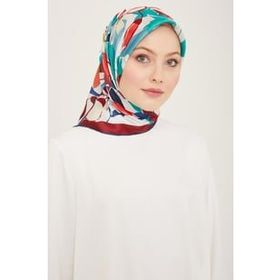 Armine 9153-60 Vişne Çürüğü-Mercan Çiçek Desen Tivil İpek Eşarp