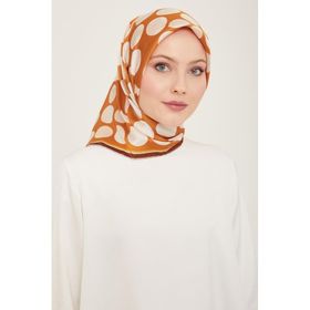 Armine 9156-32 Turuncu-Beyaz Puantiye Desen Sura İpek Eşarp