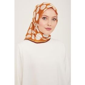Armine 9156-32 Turuncu-Beyaz Puantiye Desen Sura İpek Eşarp